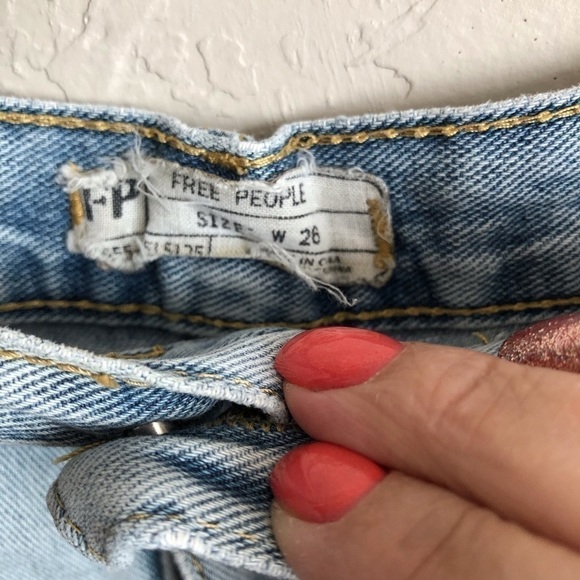 Free People Distressed Crochet Denim Shorts - Picture 10 of 13